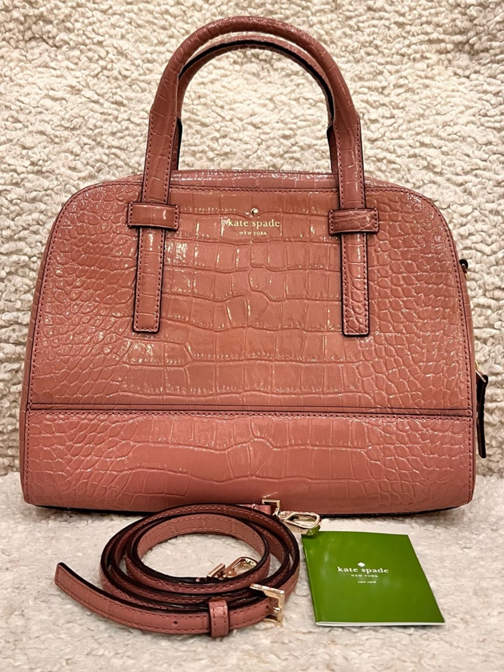 Kate Spade Riverside Street Exotic Small Felix Satchel in Dusty Peony
